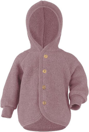 Kids Thermal Jacket Cardigan with Hood, Organic Merino Wool Fleece