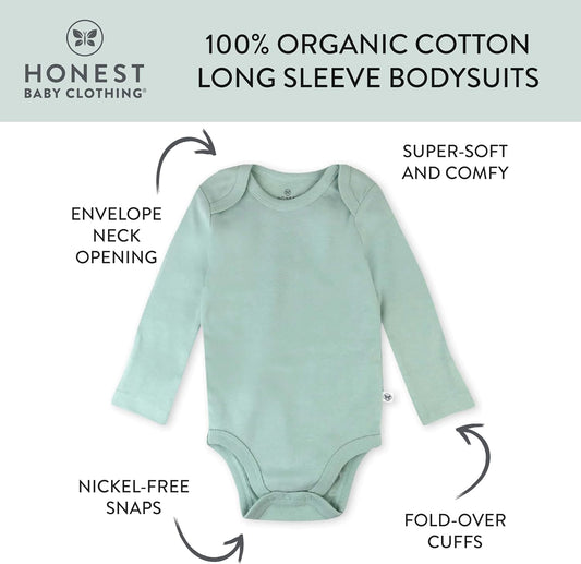 Baby 3-Pack Long Sleeve Bodysuits One-Piece Organic Cotton for Infants