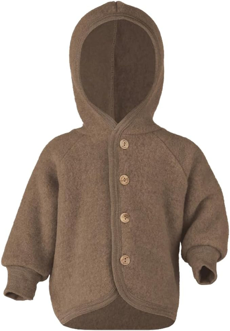 Kids Thermal Jacket Cardigan with Hood, Organic Merino Wool Fleece