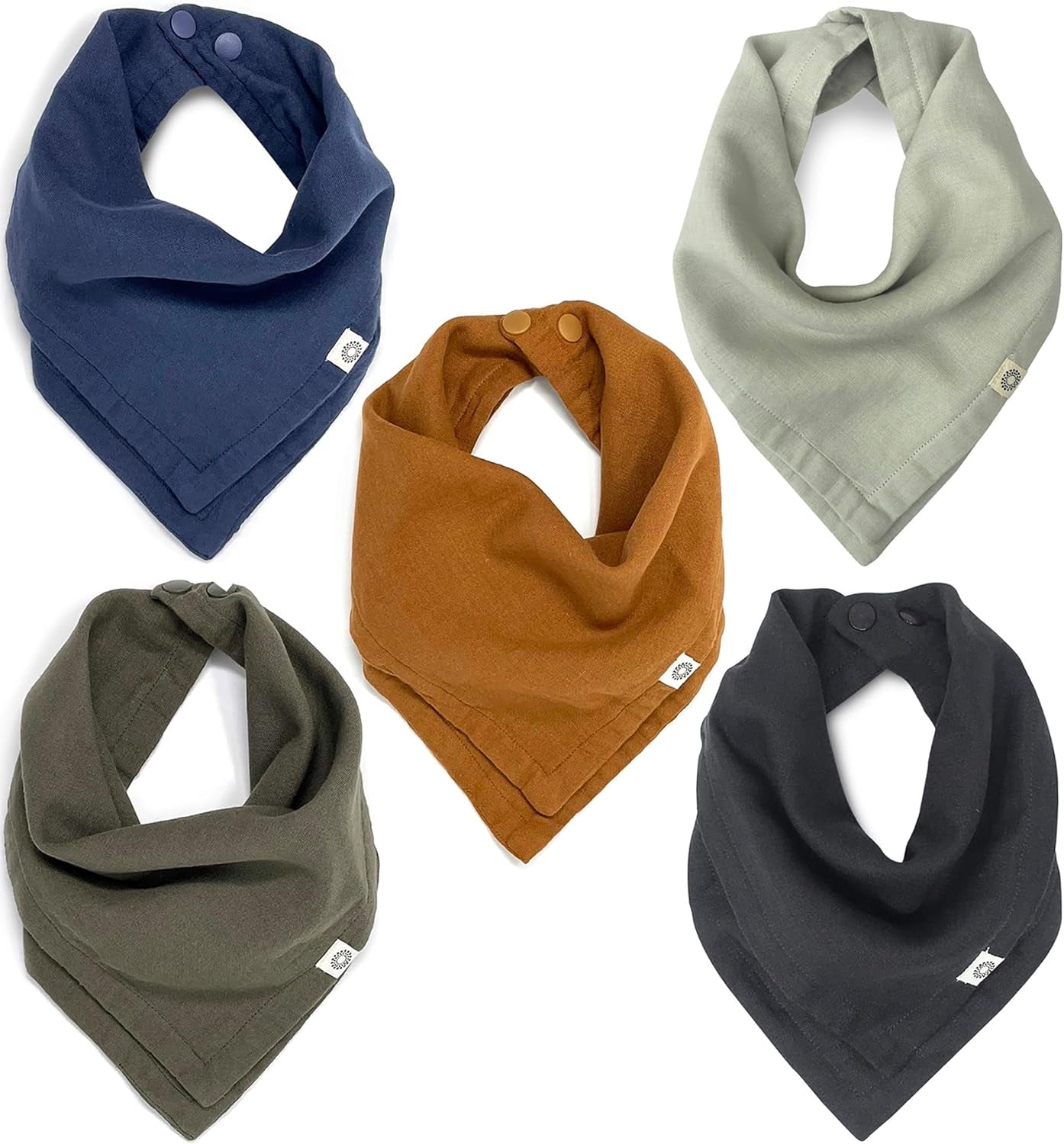 Indi GOTS Organic Muslin Baby Bandana Bibs for Boys and Girls, 4-Way Reversible Drool Bib Set