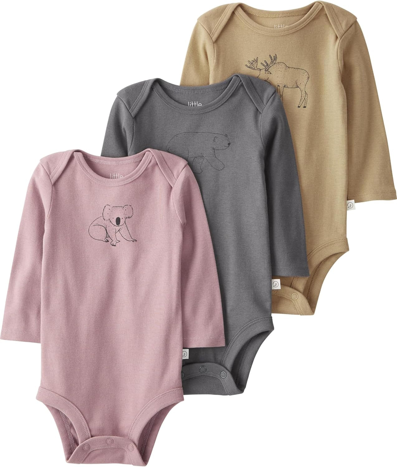 Unisex-Baby 3-Pack Long Sleeve Bodysuits Made with Organic Cotton