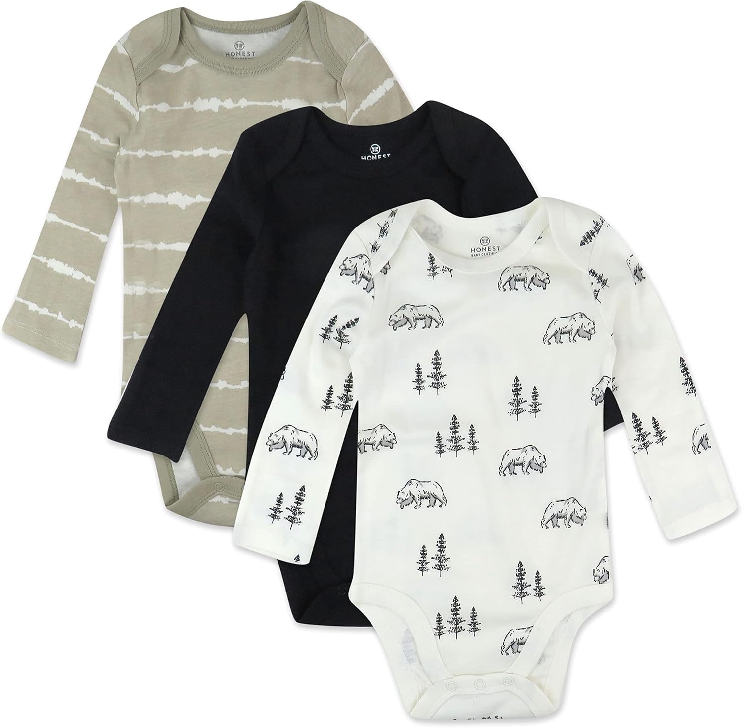 Baby 3-Pack Long Sleeve Bodysuits One-Piece Organic Cotton for Infants