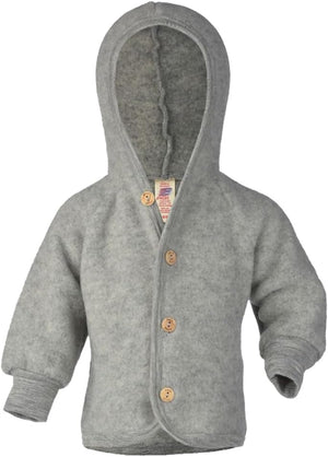 Kids Thermal Jacket Cardigan with Hood, Organic Merino Wool Fleece