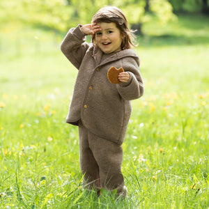 Kids Thermal Jacket Cardigan with Hood, Organic Merino Wool Fleece