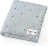 Organic Pointelle Receiving Swaddle Blanket for Boys - 100% Luxury Organic Soft Cotton Knit Warm Cozy Cuddle Stroller Crib Blanket for Newborns, Infants, & Toddlers (Powder Blue)